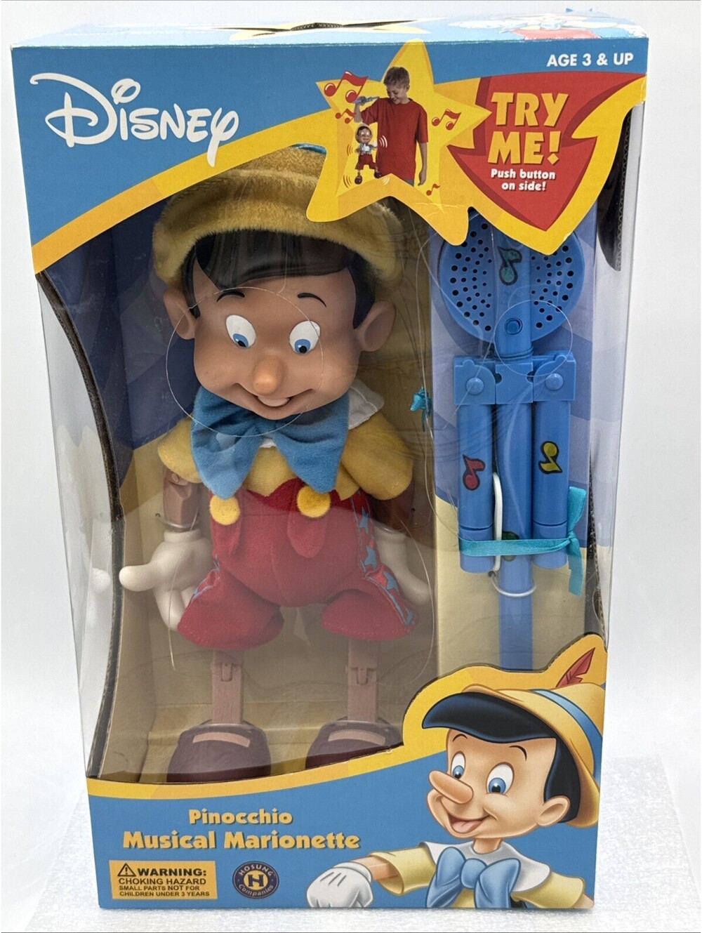 Disney Pinocchio Musical Marionette 14” Doll By Hosung Vintage 1990s New In Box